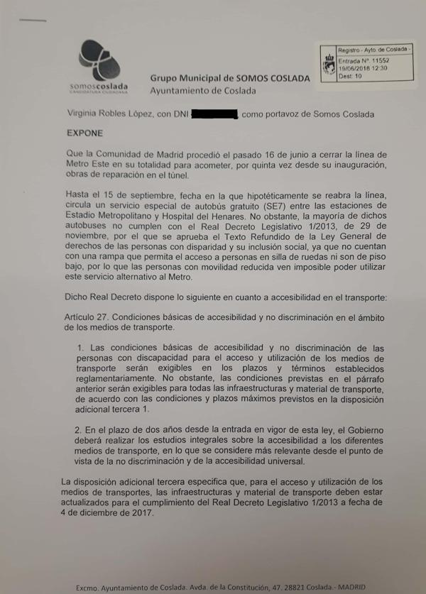 Foto cedida por Somos Coslada